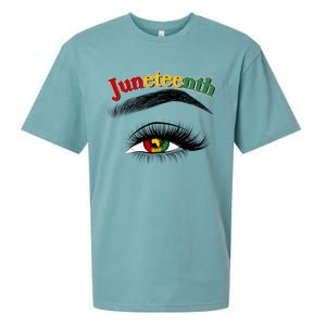 Juneteenth African American Woman Eye Sueded Cloud Jersey T-Shirt