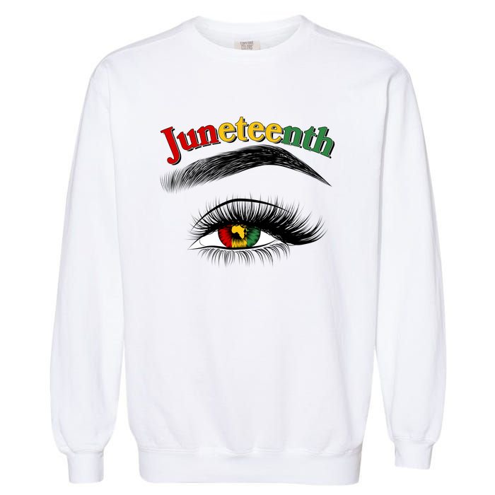 Juneteenth African American Woman Eye Garment-Dyed Sweatshirt