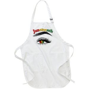 Juneteenth African American Woman Eye Full-Length Apron With Pockets