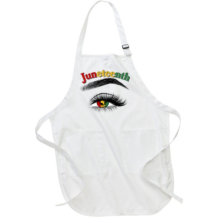 Juneteenth African American Woman Eye Full-Length Apron With Pockets