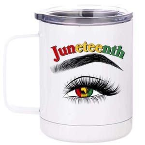 Juneteenth African American Woman Eye 12 oz Stainless Steel Tumbler Cup