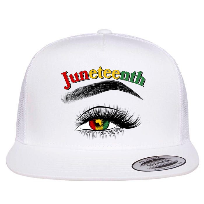 Juneteenth African American Woman Eye Flat Bill Trucker Hat