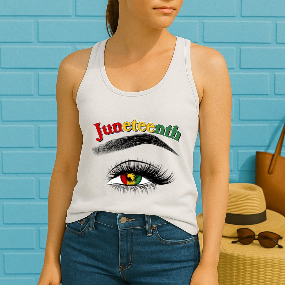Juneteenth African American Woman Eye Womens Tank Top