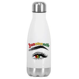 Juneteenth African American Woman Eye Stainless Steel Insulated Water Bottle