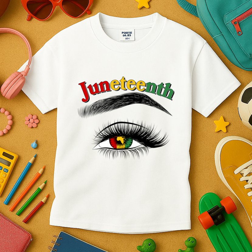 Juneteenth African American Woman Eye Kids T-Shirt