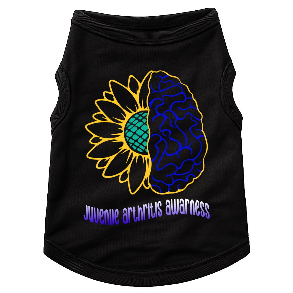 Juvenile Arthritis Awareness Month Sunflower Blue Ribbon Gift Doggie Tank