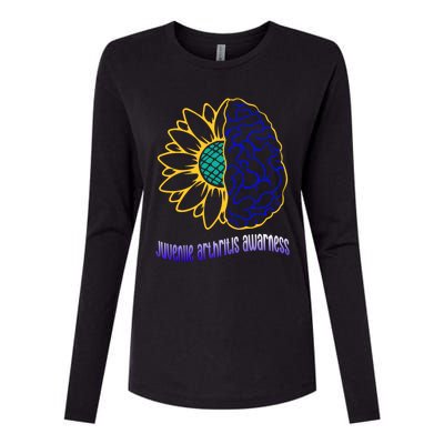 Juvenile Arthritis Awareness Month Sunflower Blue Ribbon Gift Womens Cotton Relaxed Long Sleeve T-Shirt