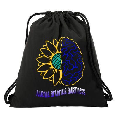Juvenile Arthritis Awareness Month Sunflower Blue Ribbon Gift Drawstring Bag