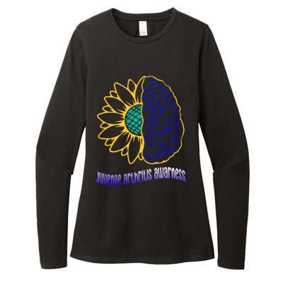 Juvenile Arthritis Awareness Month Sunflower Blue Ribbon Gift Womens CVC Long Sleeve Shirt