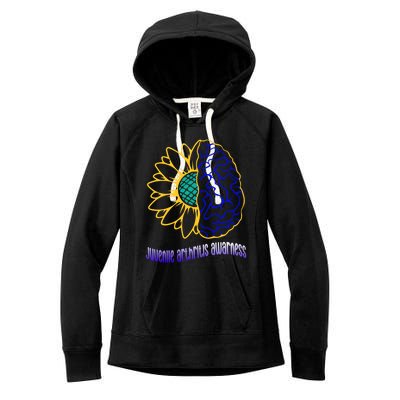 Juvenile Arthritis Awareness Month Sunflower Blue Ribbon Gift Women's Fleece Hoodie