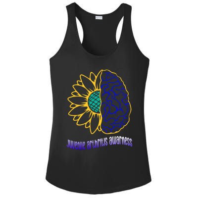 Juvenile Arthritis Awareness Month Sunflower Blue Ribbon Gift Ladies PosiCharge Competitor Racerback Tank