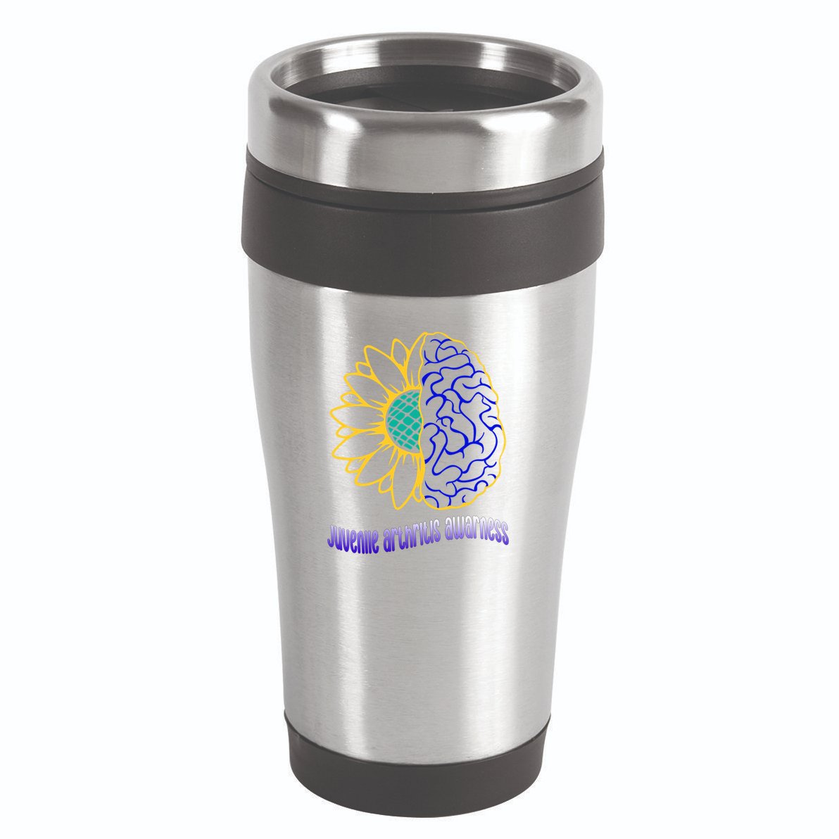 Juvenile Arthritis Awareness Month Sunflower Blue Ribbon Gift 16oz Travel Tumbler