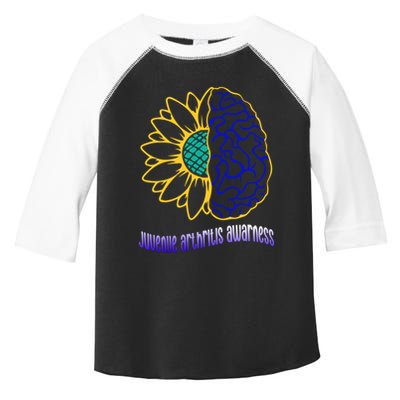 Juvenile Arthritis Awareness Month Sunflower Blue Ribbon Gift Toddler Fine Jersey T-Shirt