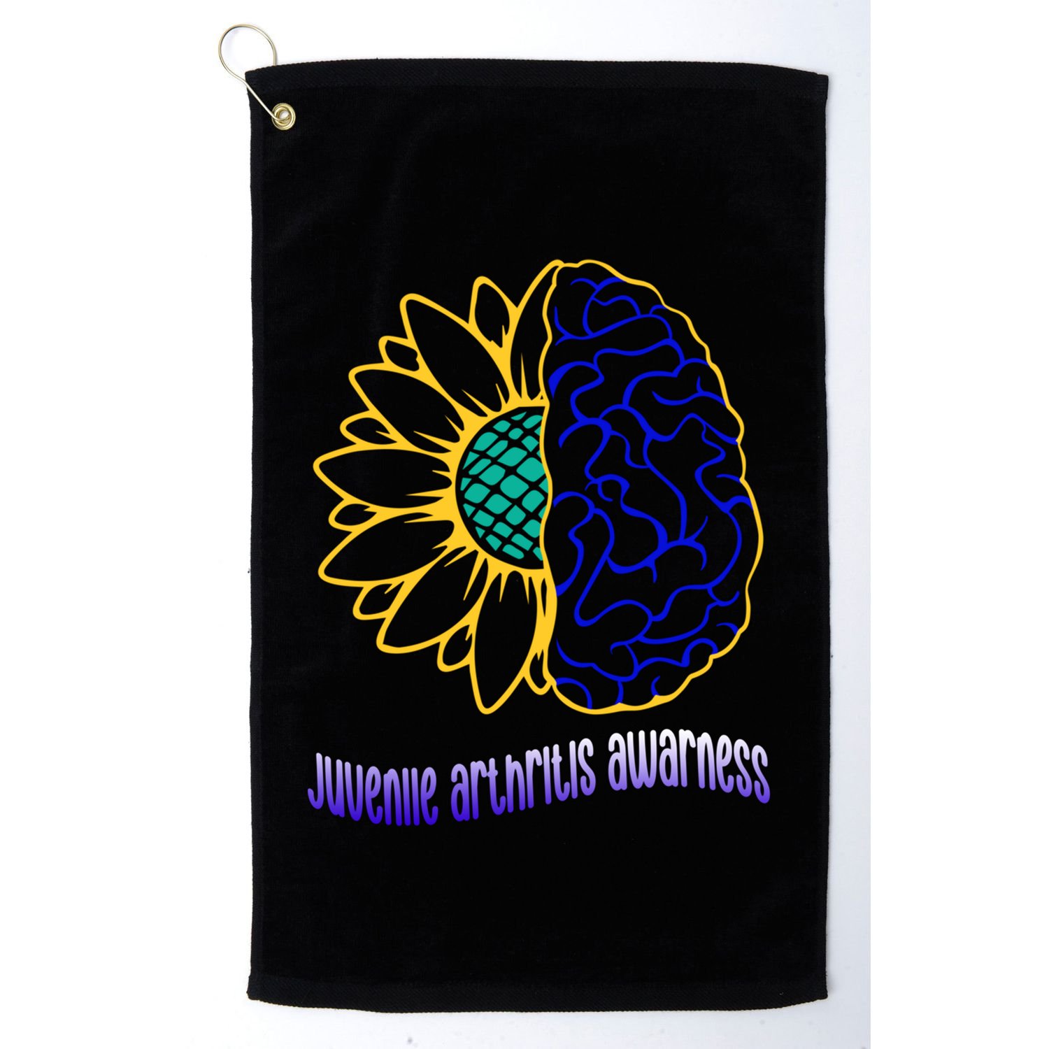 Juvenile Arthritis Awareness Month Sunflower Blue Ribbon Gift Golf Towel