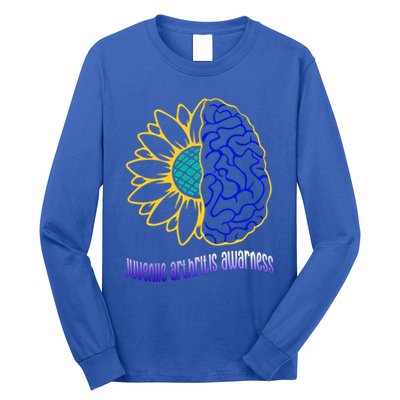 Juvenile Arthritis Awareness Month Sunflower Blue Ribbon Gift Long Sleeve Shirt