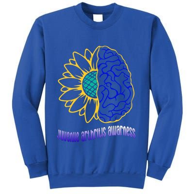 Juvenile Arthritis Awareness Month Sunflower Blue Ribbon Gift Sweatshirt