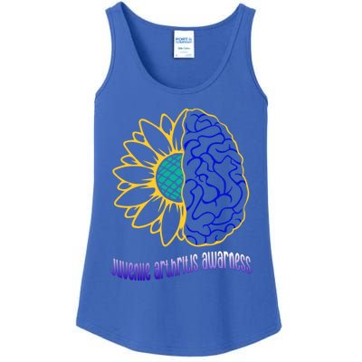 Juvenile Arthritis Awareness Month Sunflower Blue Ribbon Gift Ladies Essential Tank