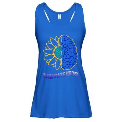 Juvenile Arthritis Awareness Month Sunflower Blue Ribbon Gift Ladies Essential Flowy Tank