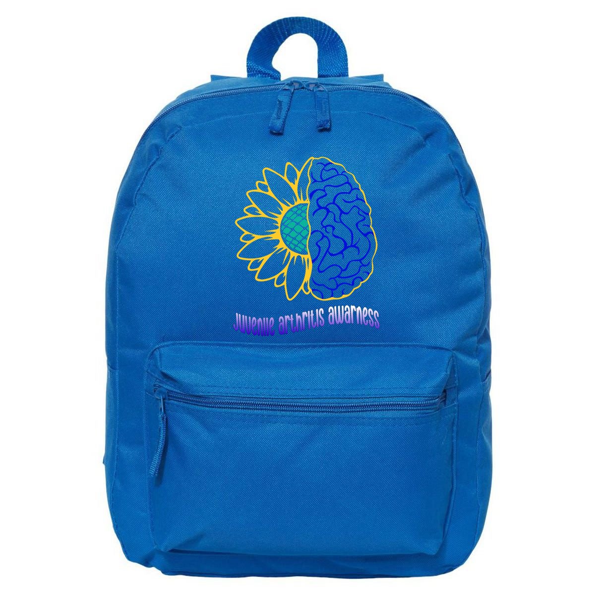 Juvenile Arthritis Awareness Month Sunflower Blue Ribbon Gift 16 in Basic Backpack