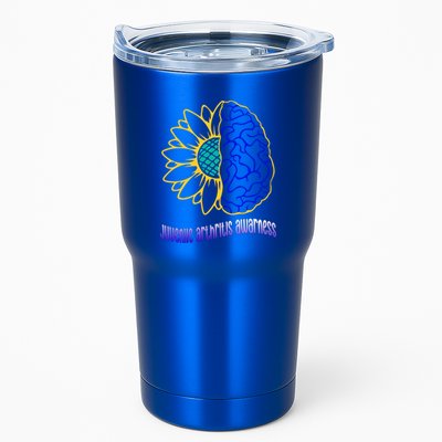 Juvenile Arthritis Awareness Month Sunflower Blue Ribbon Gift Tumbler