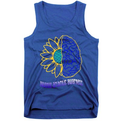 Juvenile Arthritis Awareness Month Sunflower Blue Ribbon Gift Tank Top