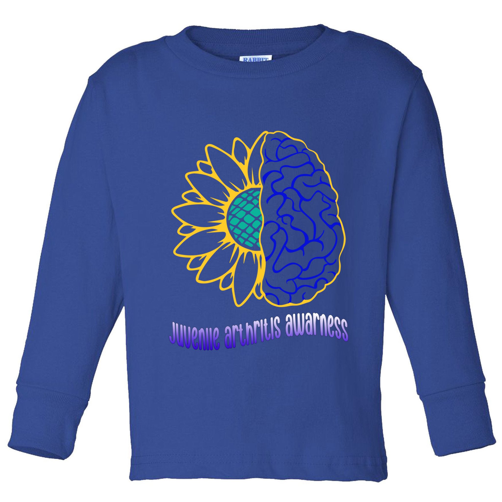 Juvenile Arthritis Awareness Month Sunflower Blue Ribbon Gift Toddler Long Sleeve Shirt