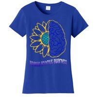 Juvenile Arthritis Awareness Month Sunflower Blue Ribbon Gift Women's T-Shirt