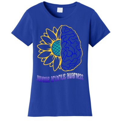 Juvenile Arthritis Awareness Month Sunflower Blue Ribbon Gift Women's T-Shirt