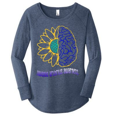 Juvenile Arthritis Awareness Month Sunflower Blue Ribbon Gift Women's Perfect Tri Tunic Long Sleeve Shirt