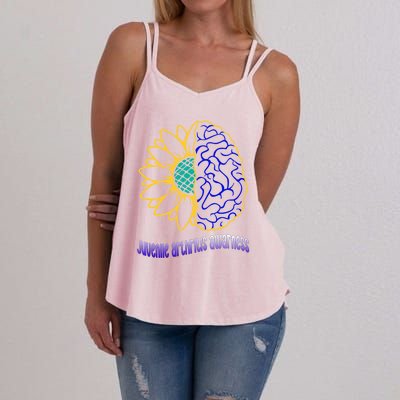 Juvenile Arthritis Awareness Month Sunflower Blue Ribbon Gift Women's Strappy Tank