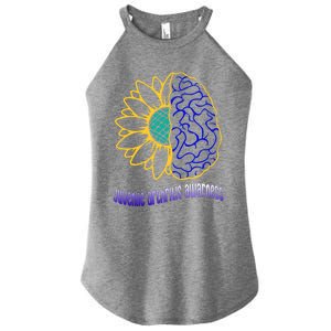 Juvenile Arthritis Awareness Month Sunflower Blue Ribbon Gift Women's Perfect Tri Rocker Tank