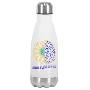 Juvenile Arthritis Awareness Month Sunflower Blue Ribbon Gift Stainless Steel Insulated Water Bottle