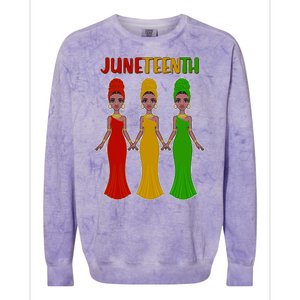 Juneteen African American Black Women Colorblast Crewneck Sweatshirt