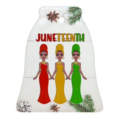 Juneteen African American Black Women Ceramic Bell Ornament