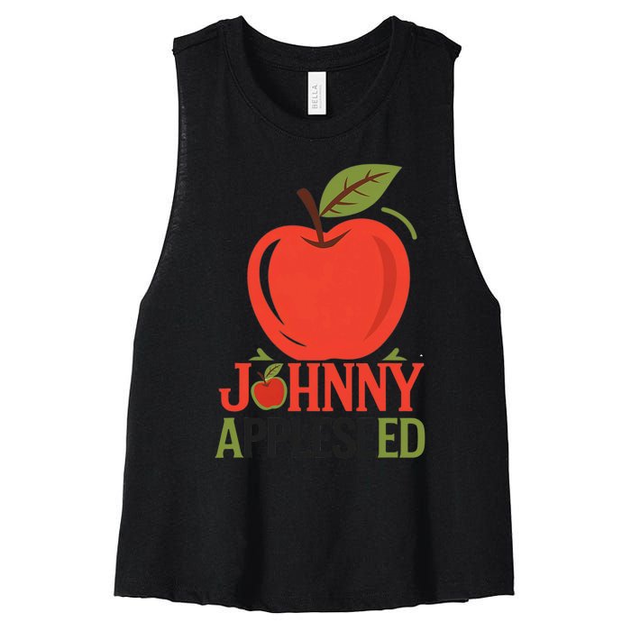 Johnny Appleseed Apple Day Sept 26 Orchard Nursery Women's Racerback Cropped Tank