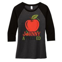 Johnny Appleseed Apple Day Sept 26 Orchard Nursery Women's Tri-Blend 3/4-Sleeve Raglan Shirt