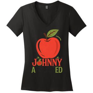 Johnny Appleseed Apple Day Sept 26 Orchard Nursery Women's V-Neck T-Shirt