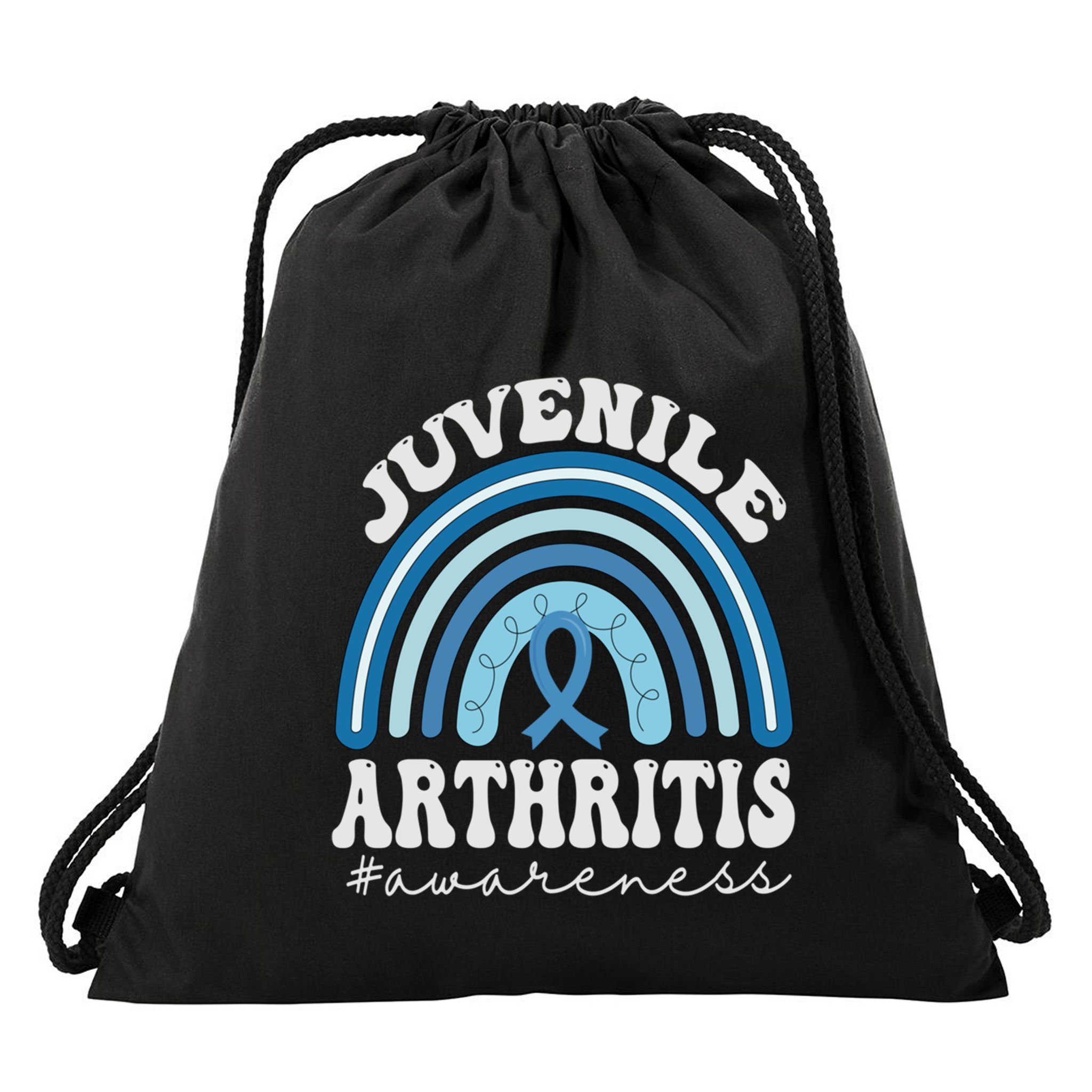 Juvenile Arthritis Awareness Month Blue Rainbow Ribbon Gift Drawstring Bag