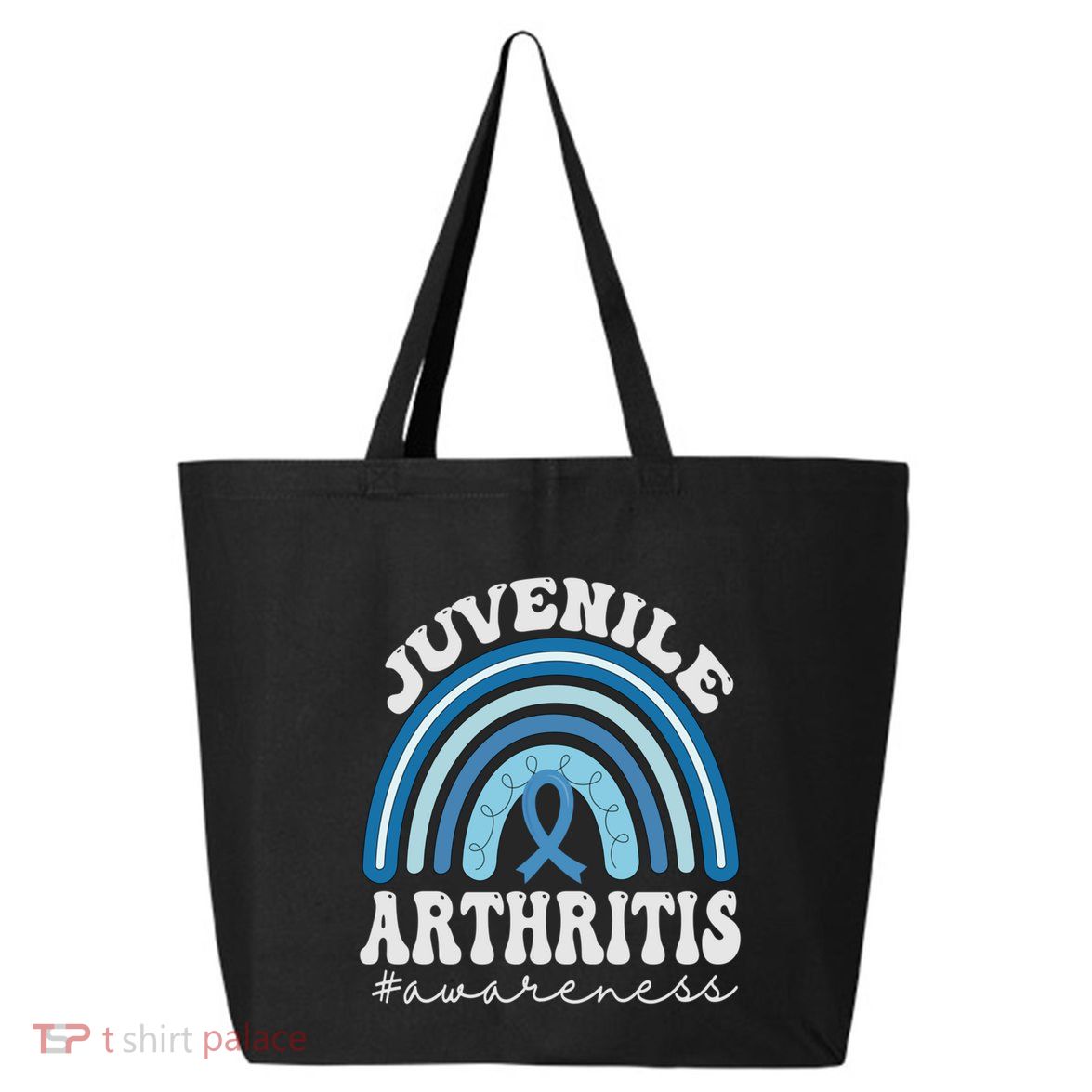 Juvenile Arthritis Awareness Month Blue Rainbow Ribbon Gift 25L Jumbo Tote