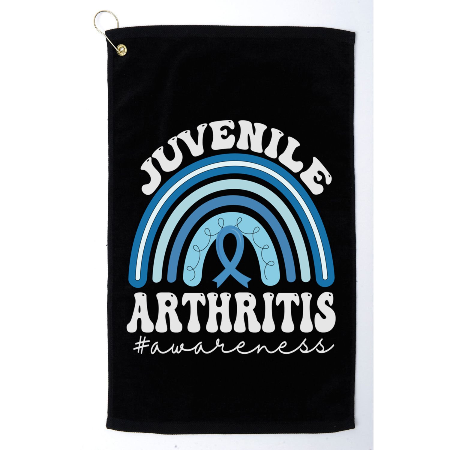 Juvenile Arthritis Awareness Month Blue Rainbow Ribbon Gift Golf Towel