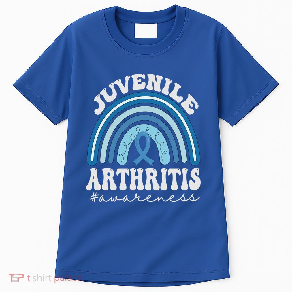 Juvenile Arthritis Awareness Month Blue Rainbow Ribbon Gift Tall T-Shirt