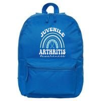 Juvenile Arthritis Awareness Month Blue Rainbow Ribbon Gift 16 in Basic Backpack