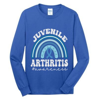 Juvenile Arthritis Awareness Month Blue Rainbow Ribbon Gift Tall Long Sleeve T-Shirt