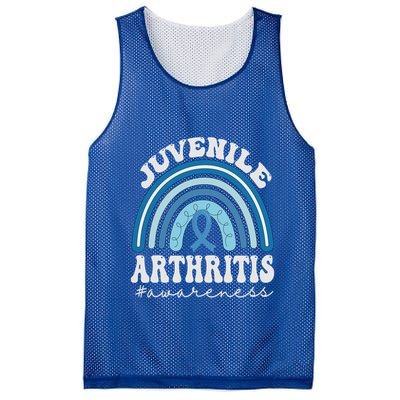 Juvenile Arthritis Awareness Month Blue Rainbow Ribbon Gift Mesh Reversible Basketball Jersey Tank