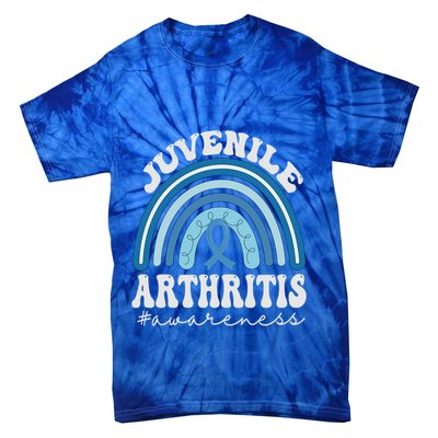 Juvenile Arthritis Awareness Month Blue Rainbow Ribbon Gift Tie-Dye T-Shirt