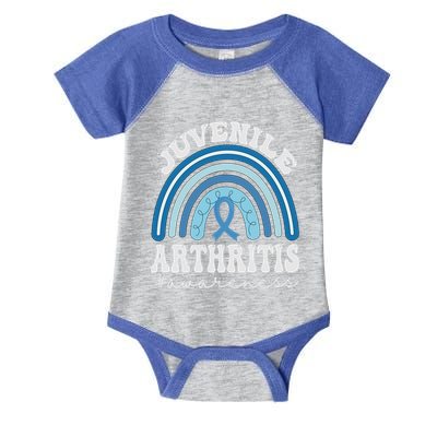 Juvenile Arthritis Awareness Month Blue Rainbow Ribbon Gift Infant Baby Jersey Bodysuit