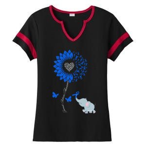 Juvenile Arthritis Awareness Sunflower Elephant Butterfly Gift Ladies Halftime Notch Neck Tee