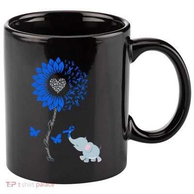 Juvenile Arthritis Awareness Sunflower Elephant Butterfly Gift 11oz C Handle Ceramic Mug