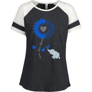 Juvenile Arthritis Awareness Sunflower Elephant Butterfly Gift Enza Ladies Jersey Colorblock Tee