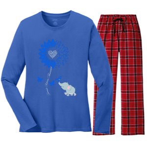 Juvenile Arthritis Awareness Sunflower Elephant Butterfly Gift Women's Long Sleeve Flannel Pajama Set 